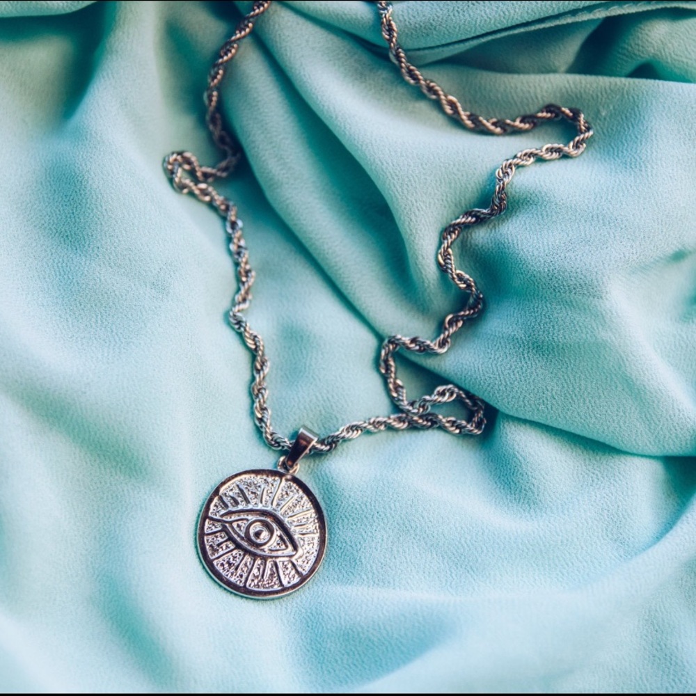 COPY - Stainless Steel evil eye medallion necklace